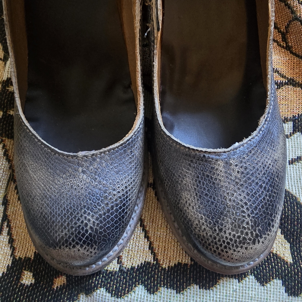 FREEBIRD Randi Reptile Snake Pewter Gray Heeled Leather Shoes - Size 10 NEW FIRM - Picture 10 of 15